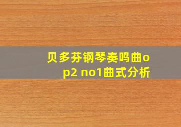 贝多芬钢琴奏鸣曲op2 no1曲式分析